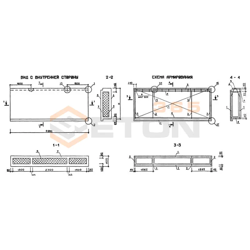 Панели наружных стен трехслойные легкобетонные Серия 1.232.1-10 ПСТ 60-18-4 л