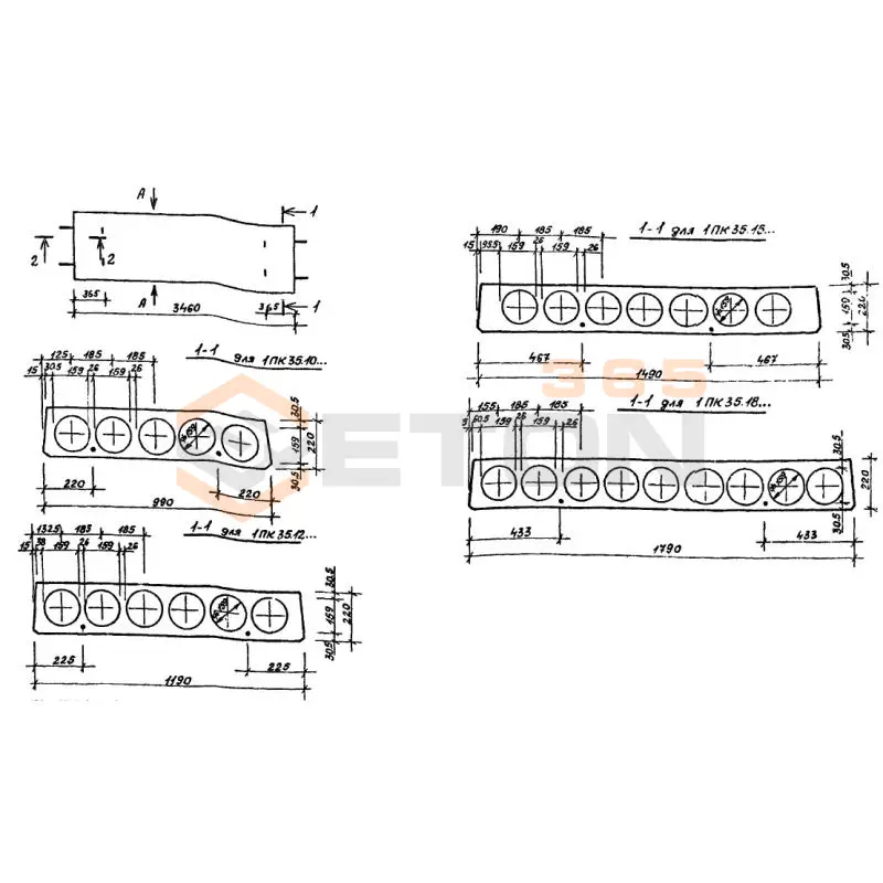 Плиты многопустотные Серия 1.141.1-31с 1ПК 35-10-4,5 ВрI с7 (1.141.1-31с)