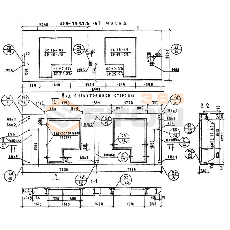 Панели наружных стен Серия 1.132-1 НР 2-70-27-3-7 б