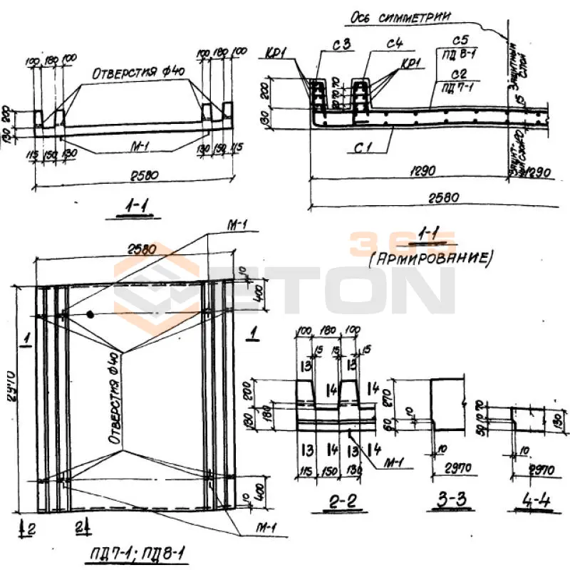 Плиты днища Серия ХТР 1-1 ПД 7-1 (ХТР 1-1)