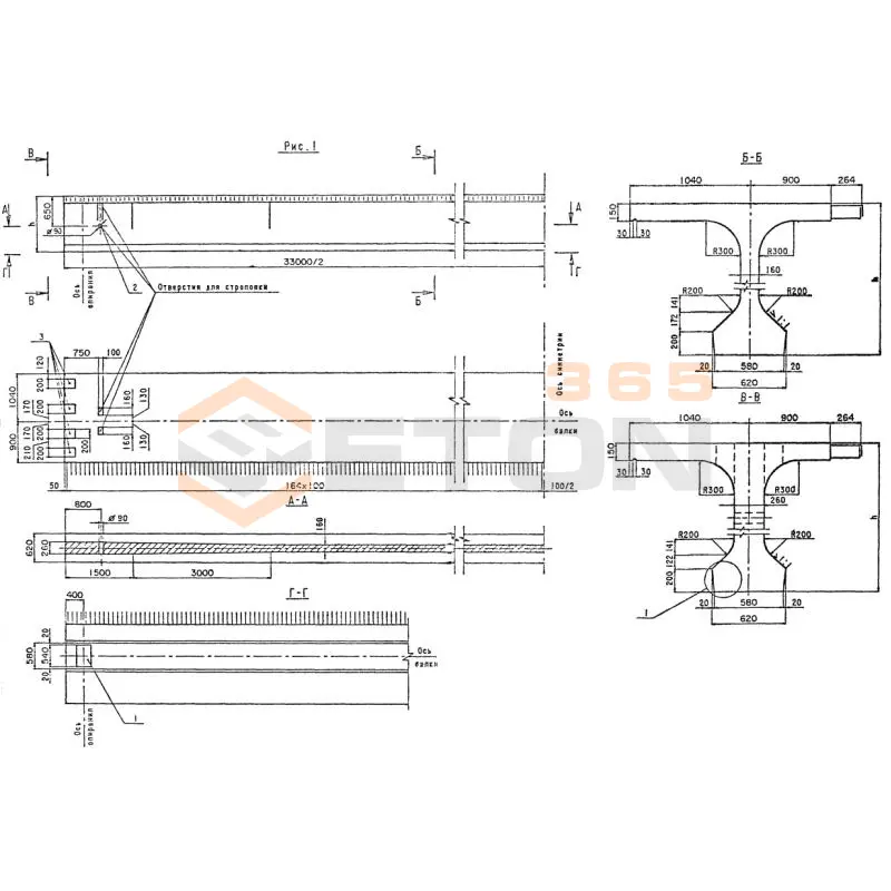 Балки пролетного строения Серия 3.503.1-81 длина 33000 мм Б 3300-194-170 ТвАIII-4 м