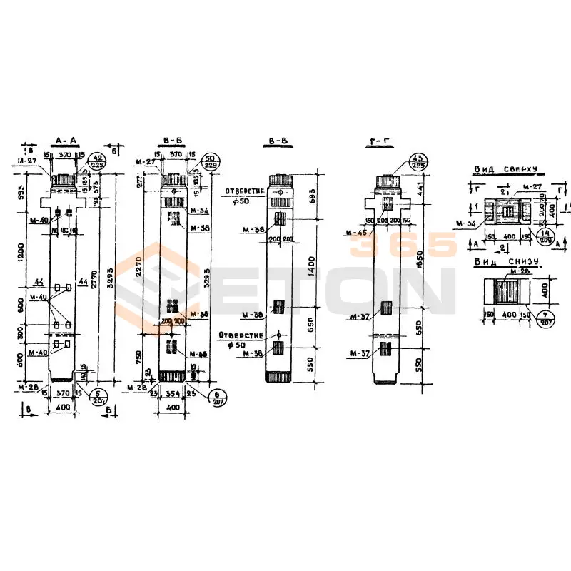 Колонны сечением 400х400 Серия ИИ 04-2 К2Л 42-33-4 а