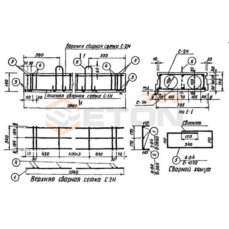 Панели с круглыми пустотами Серия ИИ 01-02 НА 1 (ИИ 01-02)