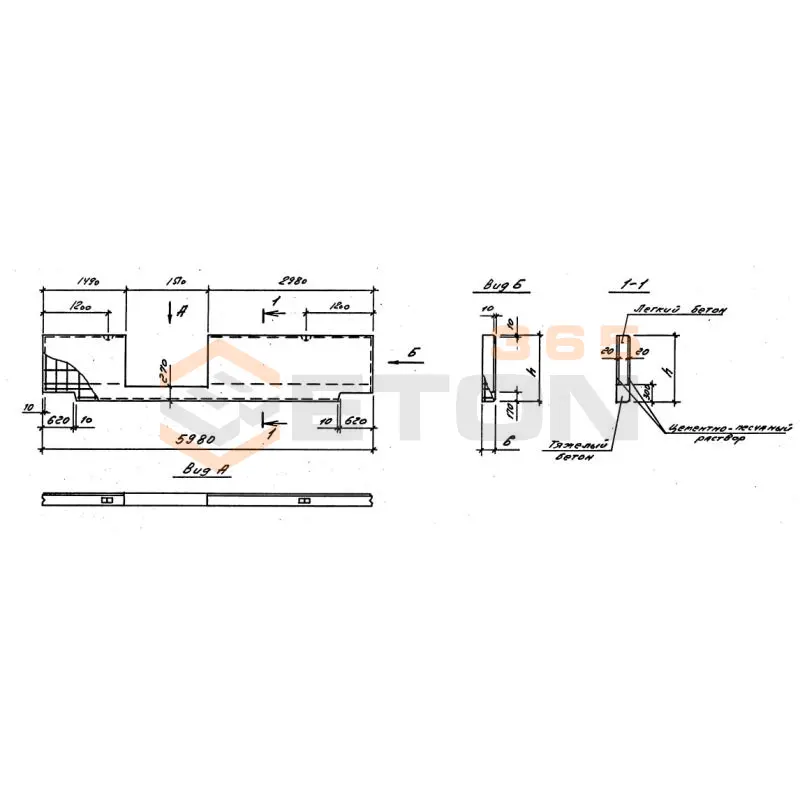 Панели стеновые цокольные Серия 1.030.1-1/88 ПСЦ 60-15-3,5-2-14,1
