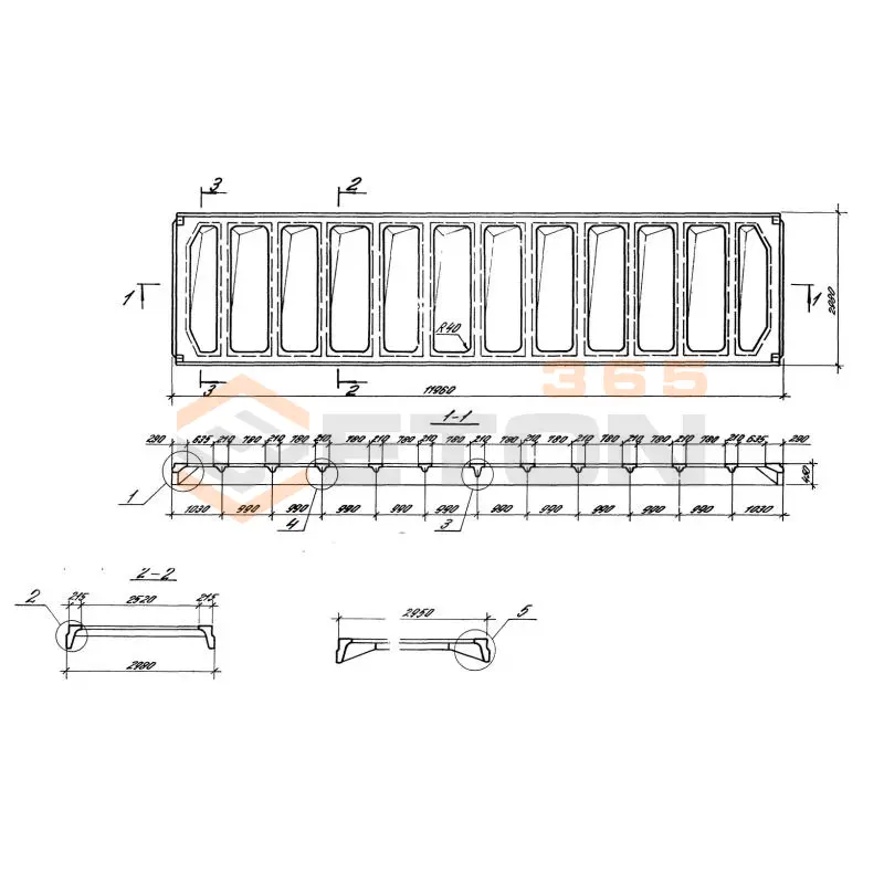 Плиты ребристые серия 1.465.1-15 2ПЛ 12-3 АIIIв н
