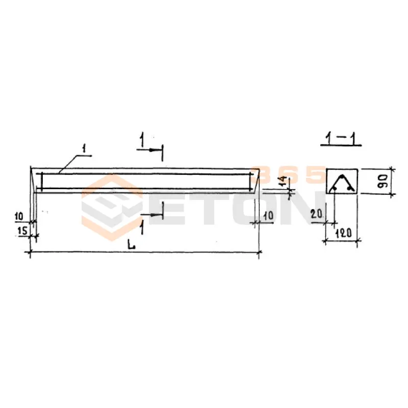 Перемычки брусковые Серия Б1.038.1-1 1ПР 1-10-12-9 (Б1.038.1-1)