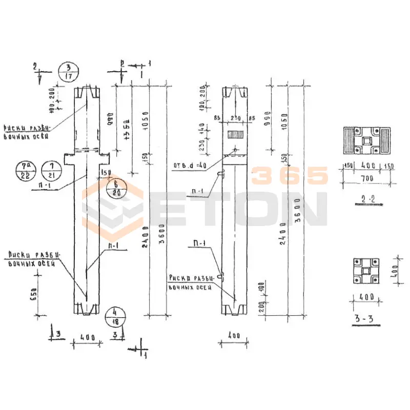 Колонны сечением 400х400 Серия ИИ 04-2 КСР 436-34