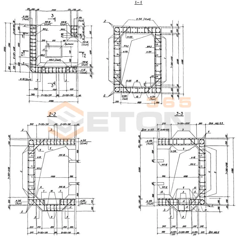 Участки монолитные Серия 03.005-6 Участок 3а-II