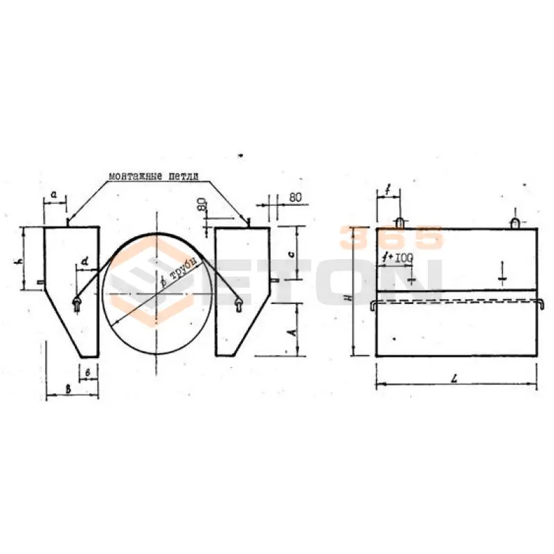 Утяжелители сборные железобетонные охватывающего типа ТУ 102-300-81 УБО 520-2,3-15 т