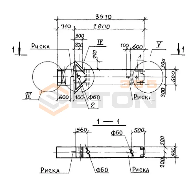 Колонны высотой 4,8; 6,0-4,8 м Серия 1.420.1-20с К 10-1 с