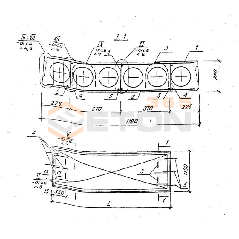 Плиты многопустотные Серия 1.141.1-23с ПК 4,5-36-12 с8 (1.141.1-23с)