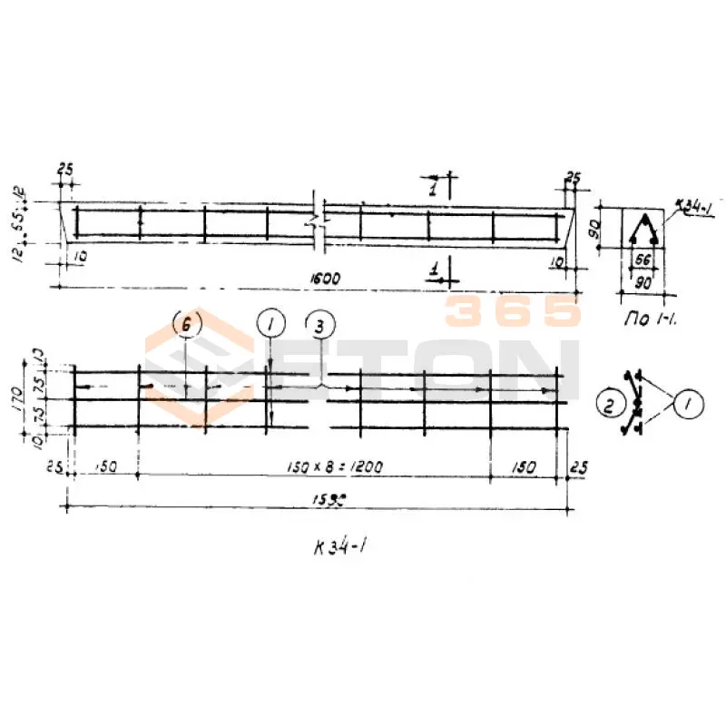 Перемычки Серия ИИ 03-02 Альбом 16б ч2 Ш 16