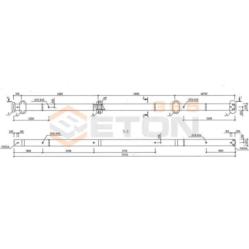 Колонны для зданий с высотой этажей 4,8 (6,0) и 3,6 (4,8) м серия 1.020-1/87 ( 1.020.1-7, 1.020-1/83, ИИ 04-1, 1.020.1-3пв ) 3КВД 4-48-3,1