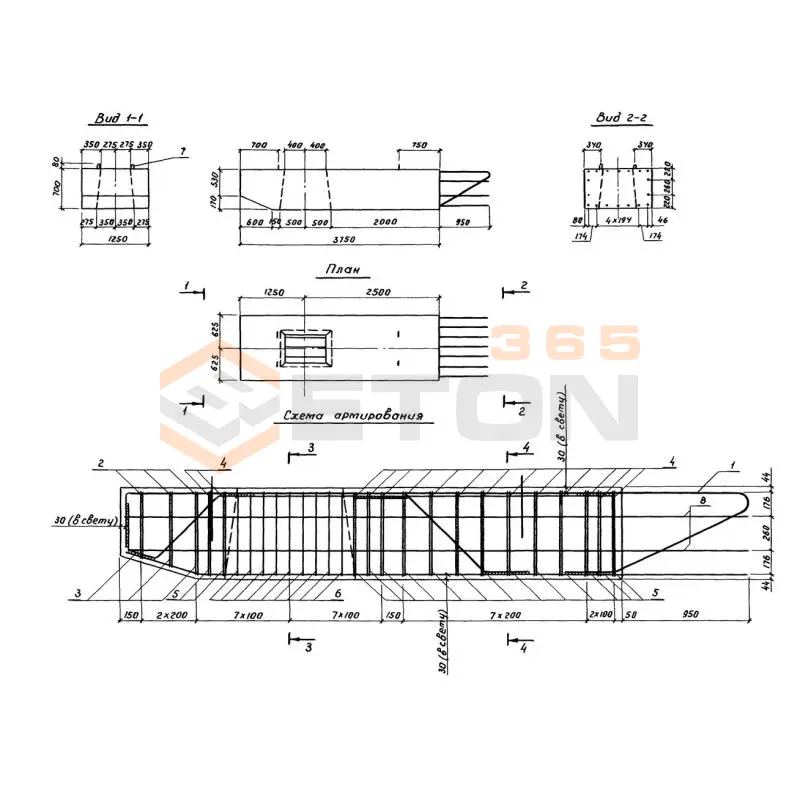 Блоки ригелей Серия 3.503.1-102 3БР 38-2-1 (3.503.1-102)