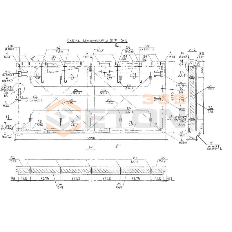Панели наружных стен фризовые Альбом 5РС 41-61 5НФт 3-3 (Альбом 5РС 41-61)