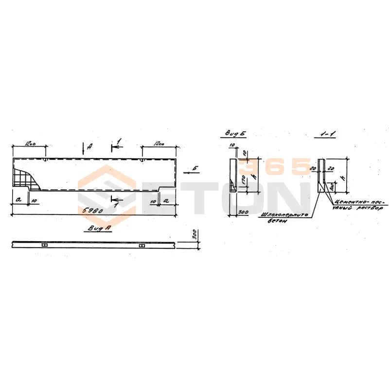 Панели стеновые цокольные Серия 1.030.1-1/88 ПСЦ 60-15-3 ш-4