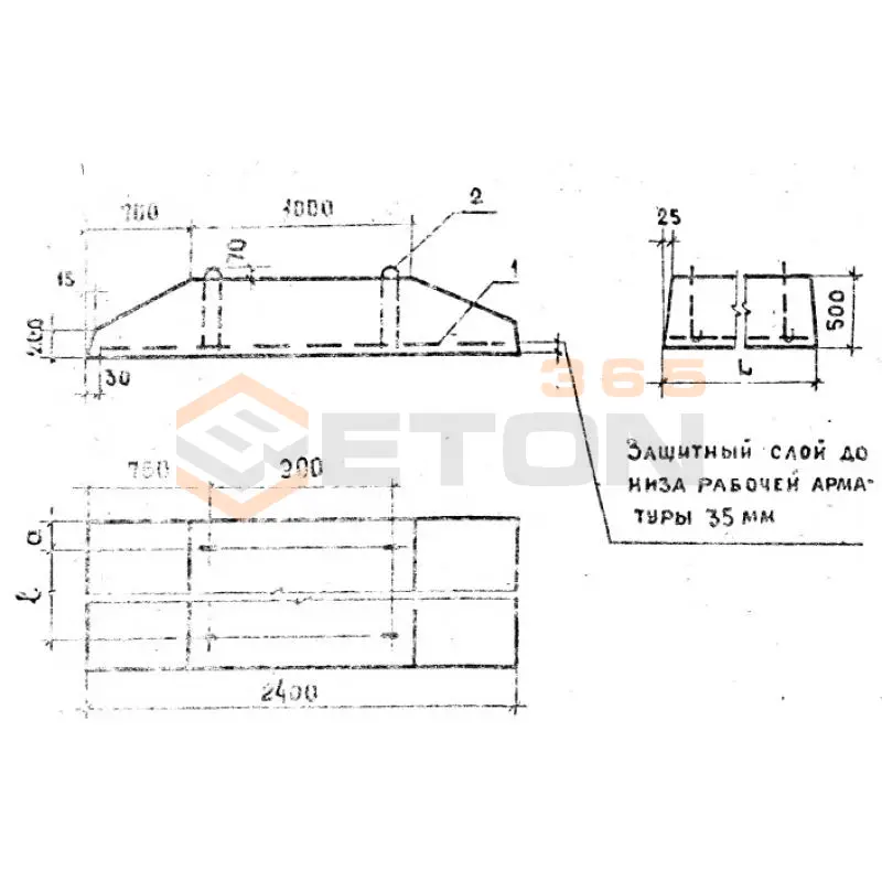 Плиты железобетонные ленточных фундаментов (фундаментные подушки) ГОСТ 13580-85 ФЛ 24-8-2