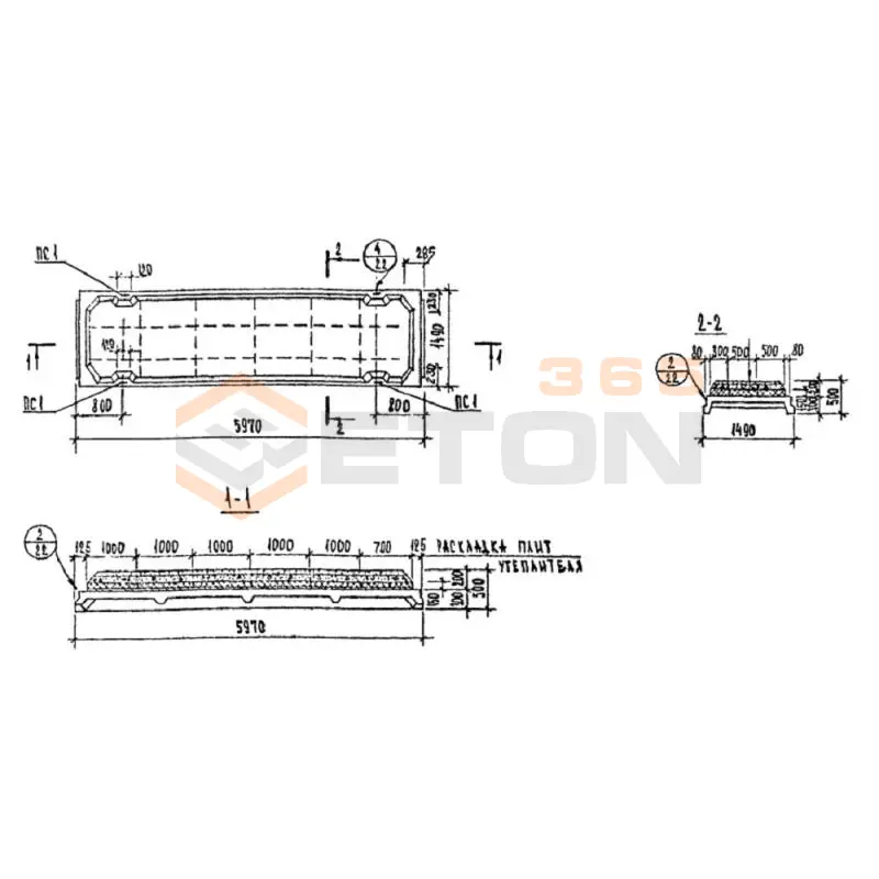 Плиты покрытия комплексные Шифр 912 КП АIIIв 4-1,5-6 М150 (Шифр 912)