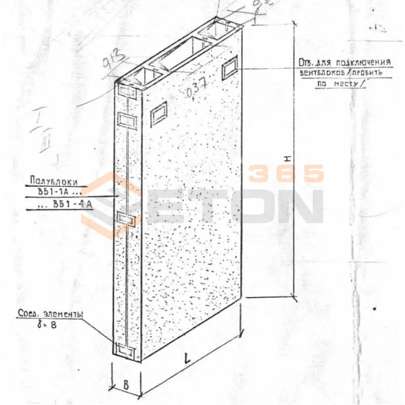Блоки вентиляционные Серия И 163.84-89 СВБ 1-1