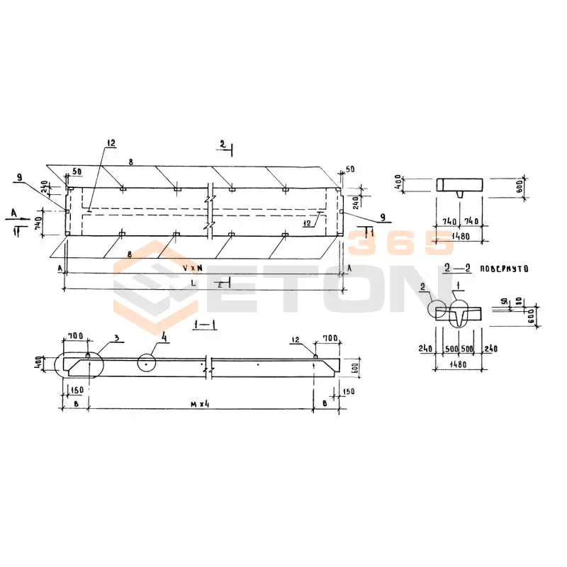 Плиты перекрытия Серия 1.020-1 ПТ 116-15-12 АIVп (1.020-1)