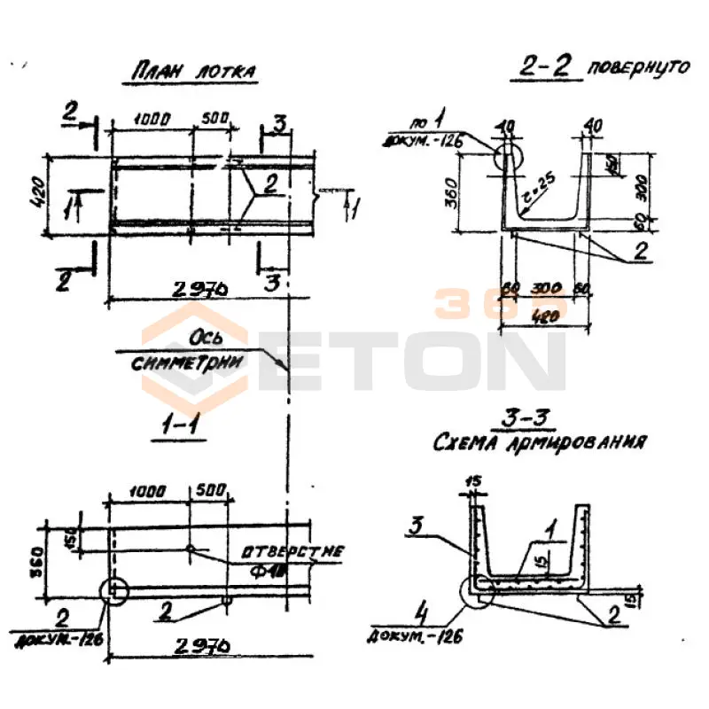 Лотки теплотрасс Л серия 3.006.1-2/87 Л 1-15/2