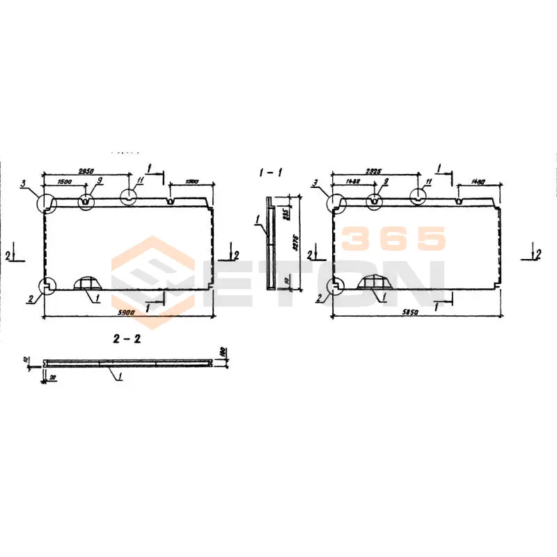 Панели внутренних стен Серия 1.090.1-3пв ПВ 59-33-1 т пв (1.090.1-3пв)