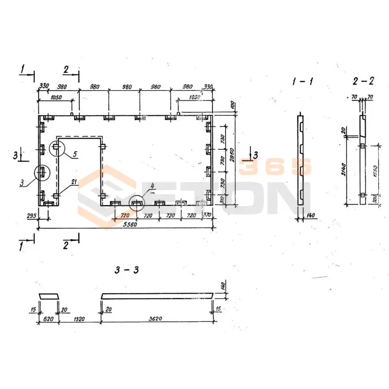 Диафрагмы жесткости плоские серия 1.020-1/87 ( 1.020.1-7, 1.020-1/83, ИИ 04-1, 1.020.1-3пв ) ДПК 56-29 пв