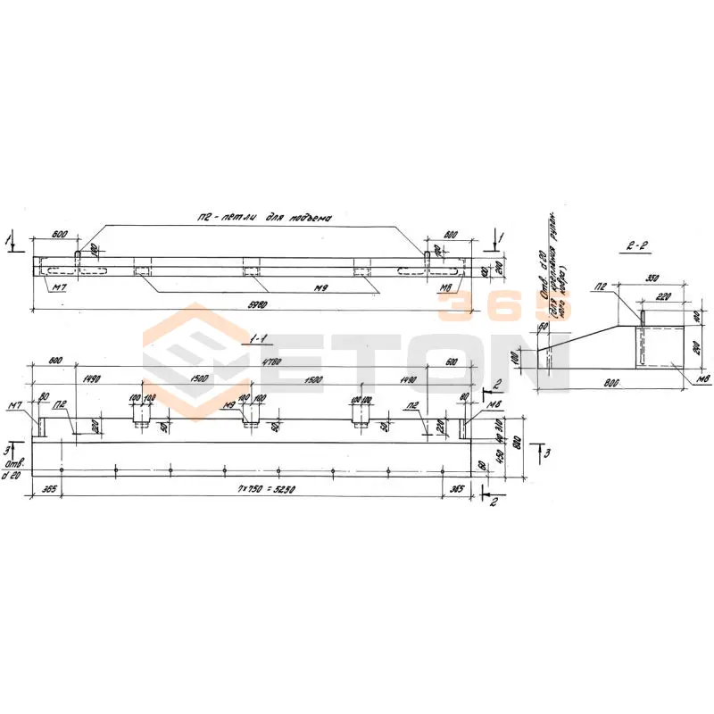 Панели карнизные Серия 1.030.1-1/88 ПК 60-8 л