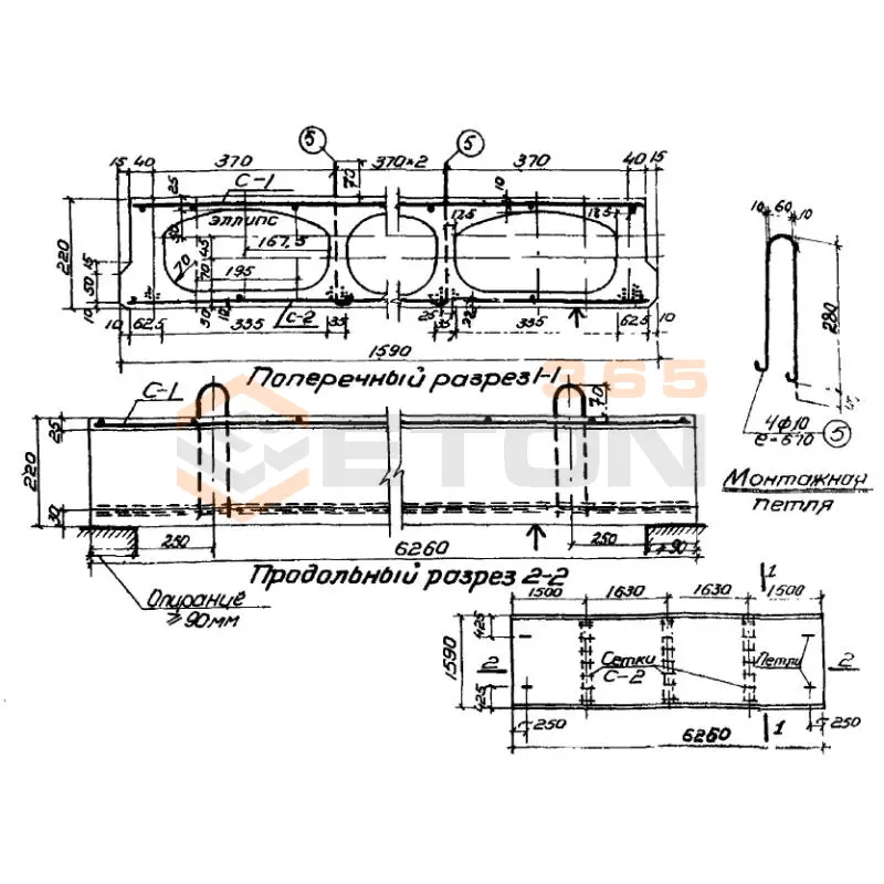 Панели с овальными пустотами Серия ИИ 01-02 ПОН 64-16 (ИИ 01-02)