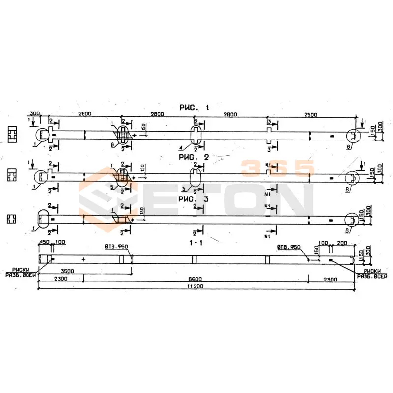 Колонны сечением 300х300 серия 1.020-1/87 ( 1.020.1-7, 1.020-1/83, ИИ 04-1, 1.020.1-3пв ) 4КО 3-28-2-1 пв