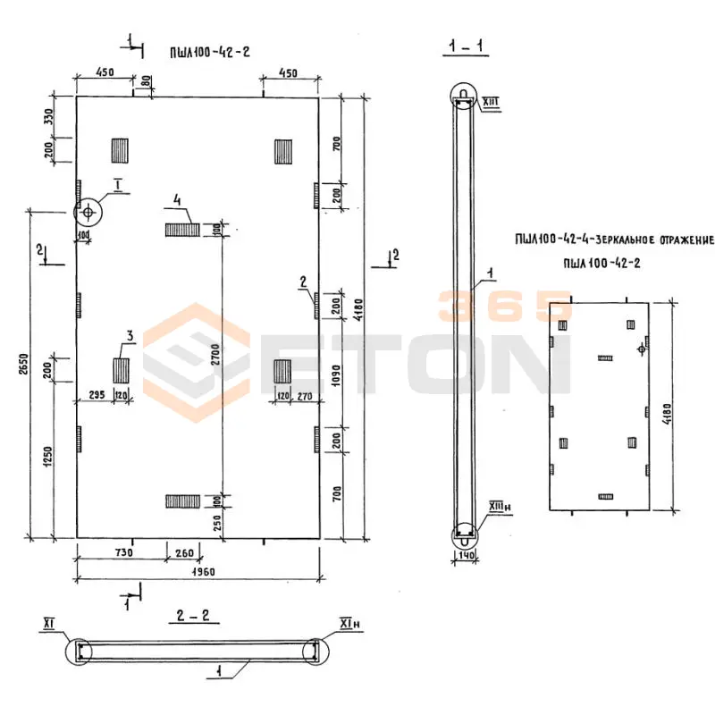 Панели шахт лифтов Серия 1.289.1-2 ПШЛ 100-42-4