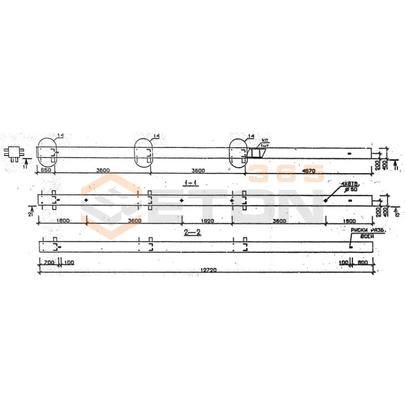 Колонны сечением 400х400 мм для зданий с высотами этажей 3,6 м Серия 1.020.1-2с/89 4КБ 36-127-13 с