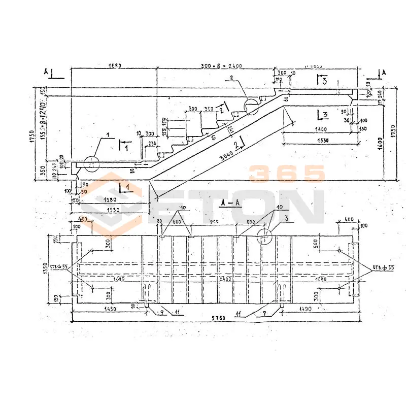 Лестничные марш-площадки Серия 1.258 КЛ-2 ЛМР 58-14-14-5 т