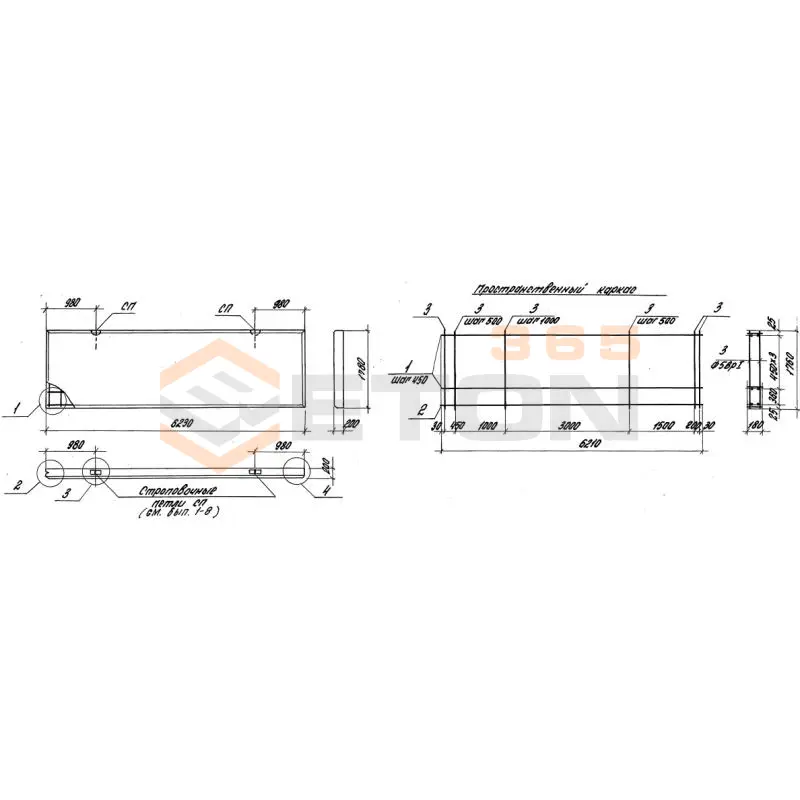 Панели стеновые толщиной 200 мм Серия 1.030.1-1 ПС 62,5-18-2,0-4 л-1