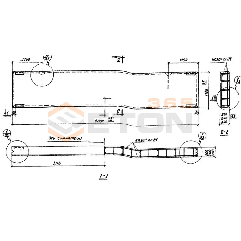 Панели стеновые Серия СТ 02-33 ПСЛ 30-2 б-1,2-6,25 (СТ 02-33)