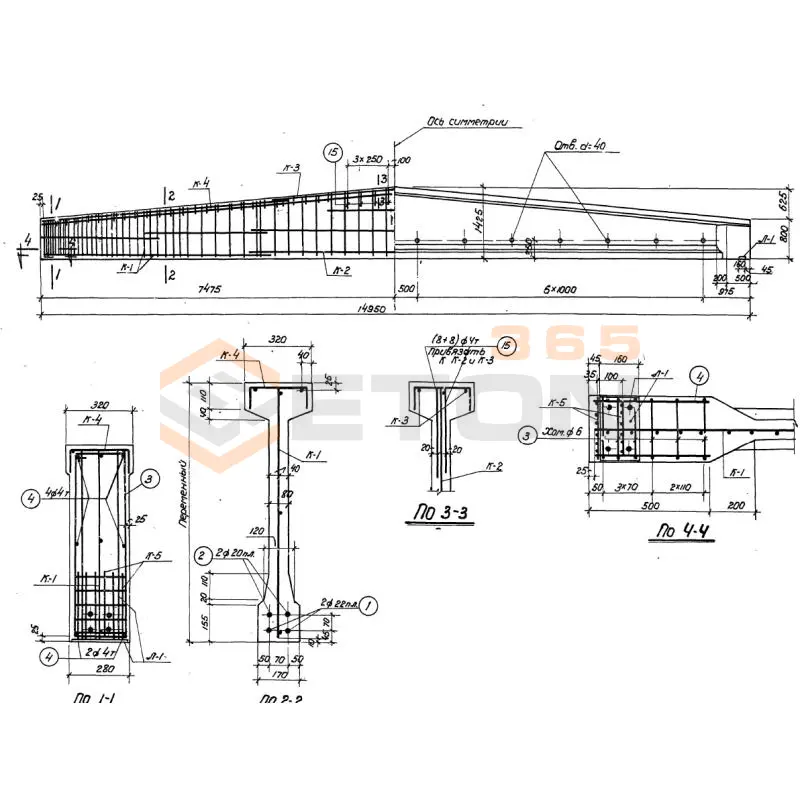 Балки Серия ПК 01-06 Б 4-15-1