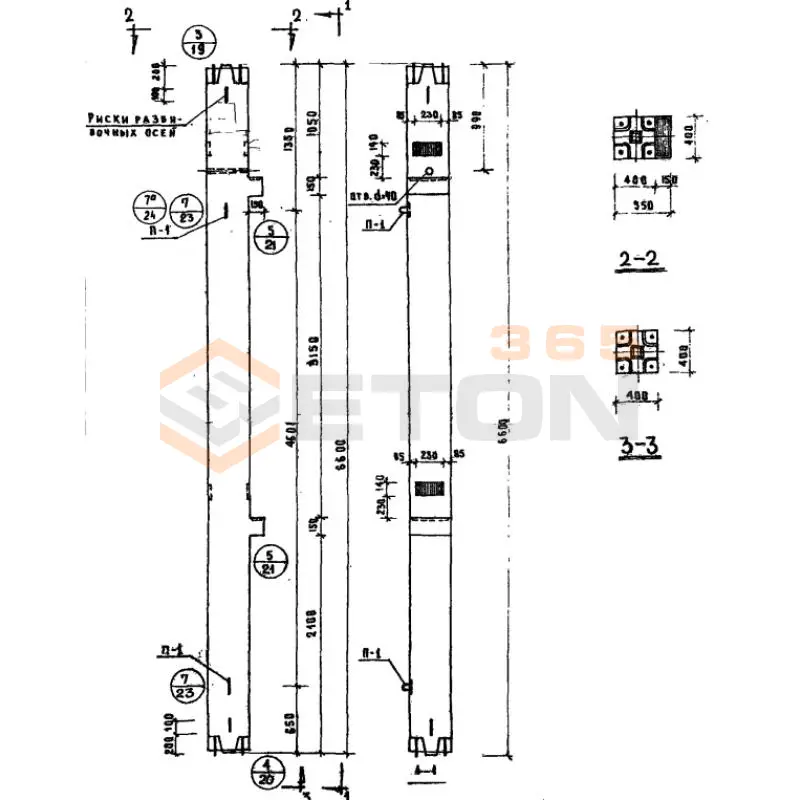 Колонны сечением 400х400 Серия ИИ 04-2 КСК 466-24