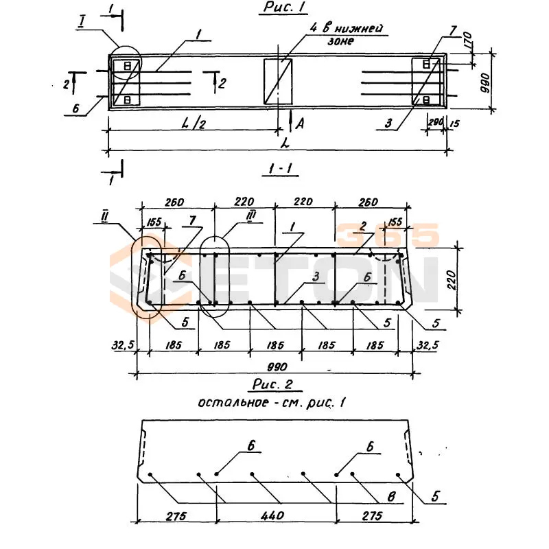 Плиты перекрытий беспустотные Серия 1.243-3 П 62-10-8 АIVт с-7