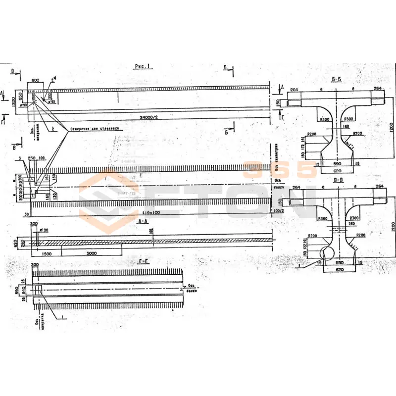 Балки пролетного строения Серия 3.503.1-81 длина 24000 мм Б 2400-140-120 ТвАII-4 б