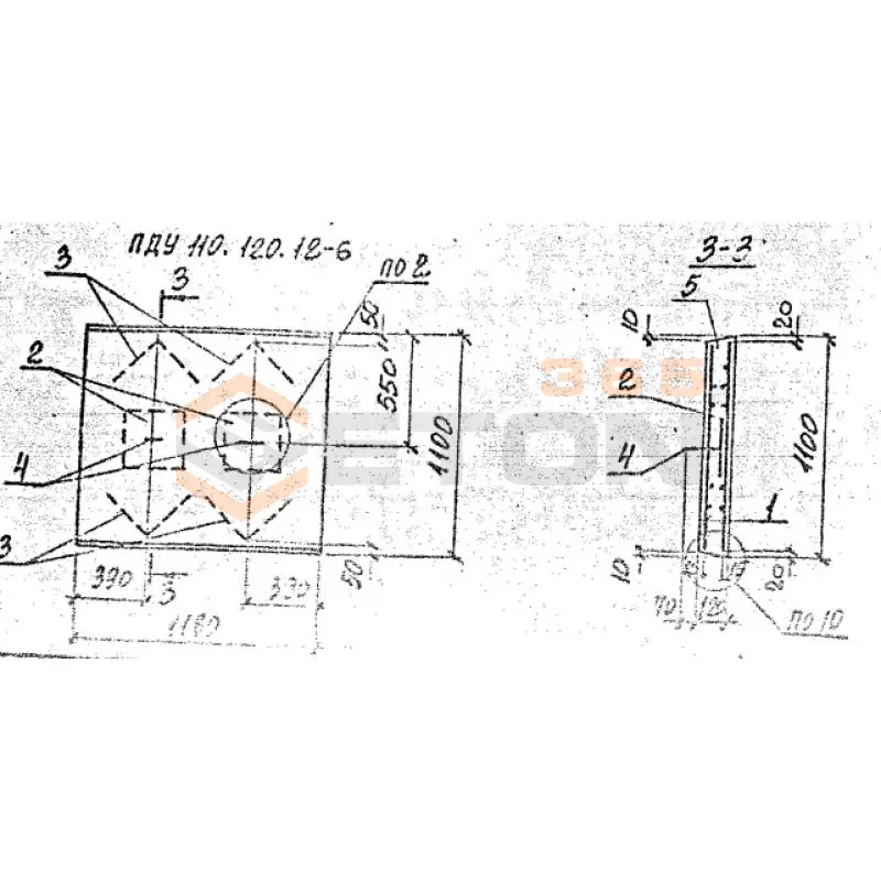 Плиты днища каналов угловые ПДУ серия 3.006.1-8 ПДУ 110-120-12-6