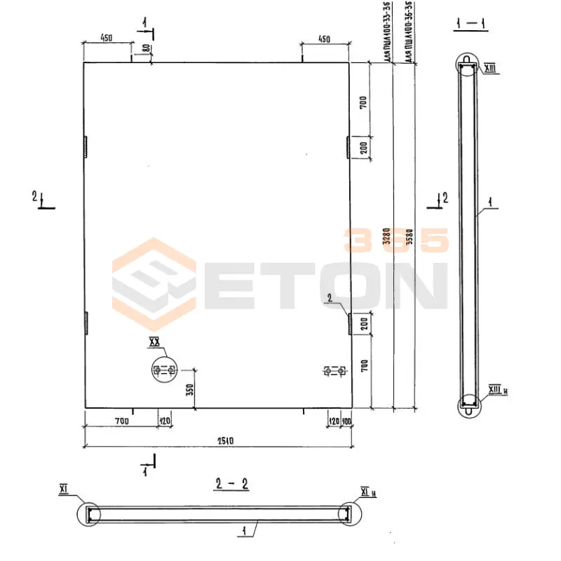 Панели шахт лифтов Серия 1.289.1-2 ПШЛ 100-33-3 б