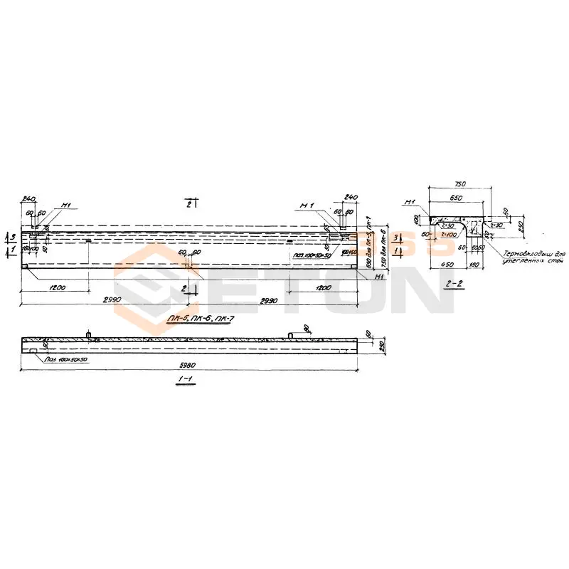 Панели карнизные Серия СТ 02-12/61 ПК 5 К