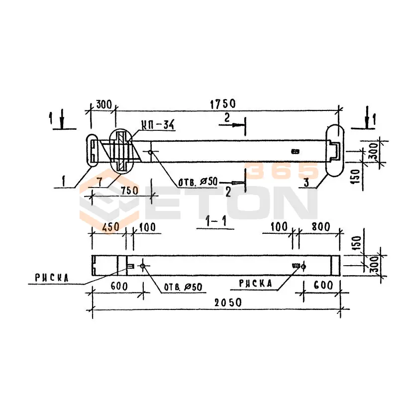 Колонны сечением 300х300 Серия 1.020.1-7 1КВО 3-28-10