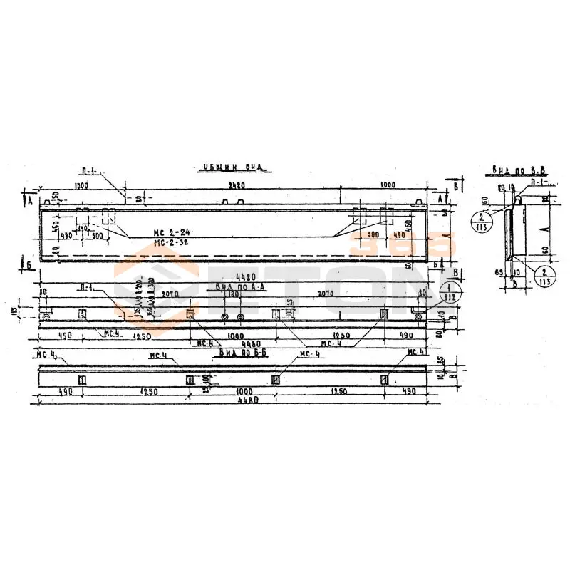 Панели стеновые керамзитобетонные толщиной 24 и 32 см Серия ИИ 04-5 Н 45-6