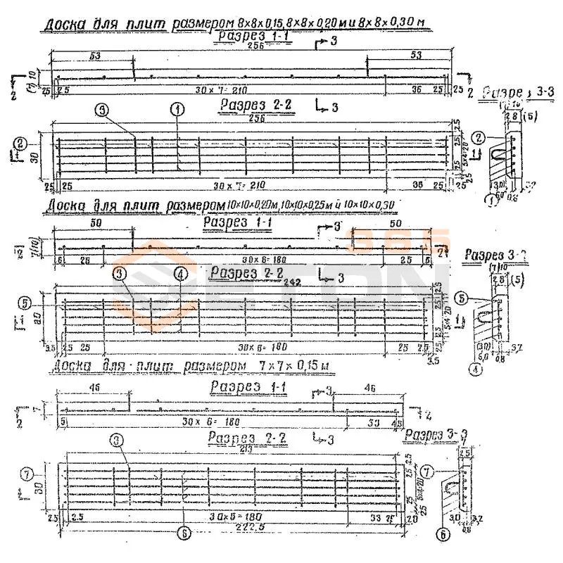 Доски железобетонные Альбом 750 ДЖ 25-3-7 (8х8)
