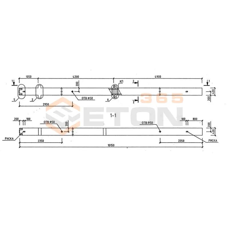 Колонны для зданий с высотой этажа 4,2 м серия 1.020-1/87 ( 1.020.1-7, 1.020-1/83, ИИ 04-1, 1.020.1-3пв ) 2КНО 42-3-39/45
