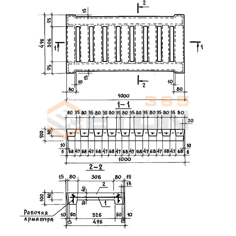 Решетки перекрытий каналов Серия 3.818.9-2 РП 100-50