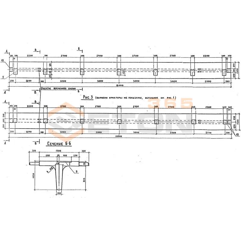 Балки пролетного строения Серия 3.503.1-73 Б 1800-130-108-5-28AIIIв 2(3,4)