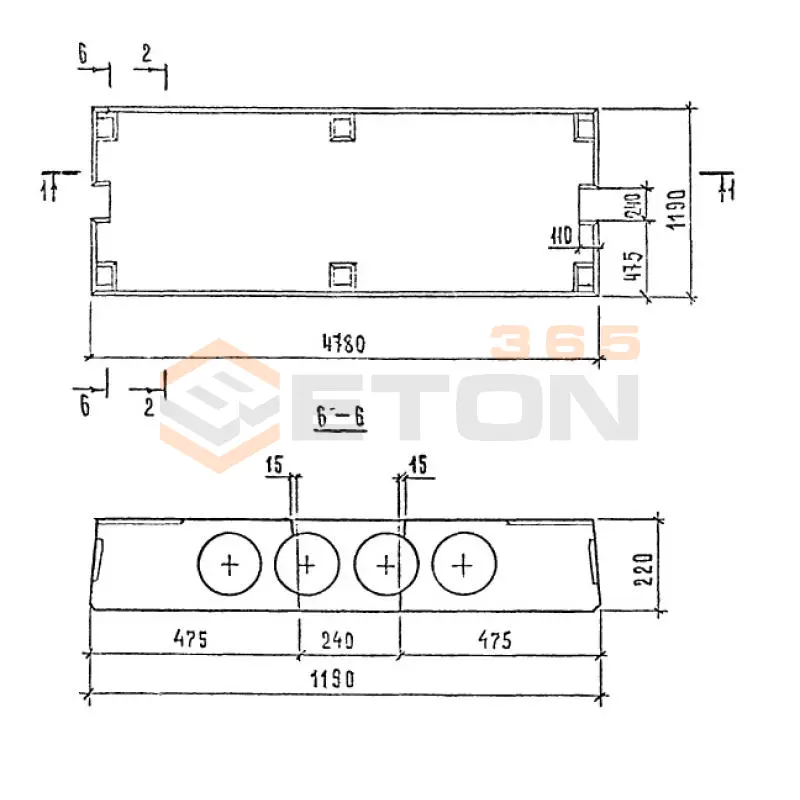 Плиты перекрытий многопустотные Шифр 89-1227 П 48-12-6 АтIVс-1 с9