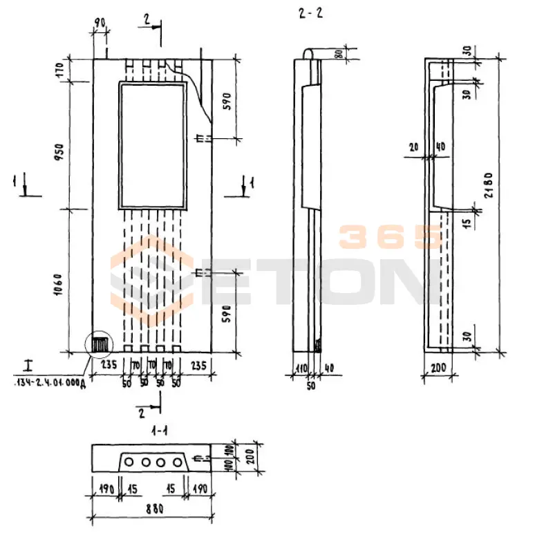 Блоки вентиляционные Серия 1.134-2 ВБЭ 9-22-2 т